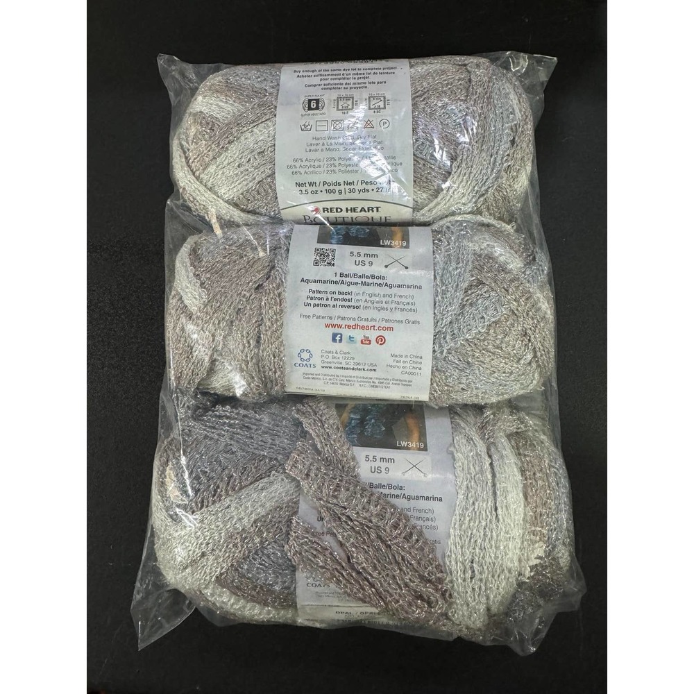 3 Skein Red Heart Boutique Sashay Metallic Yarn Opal